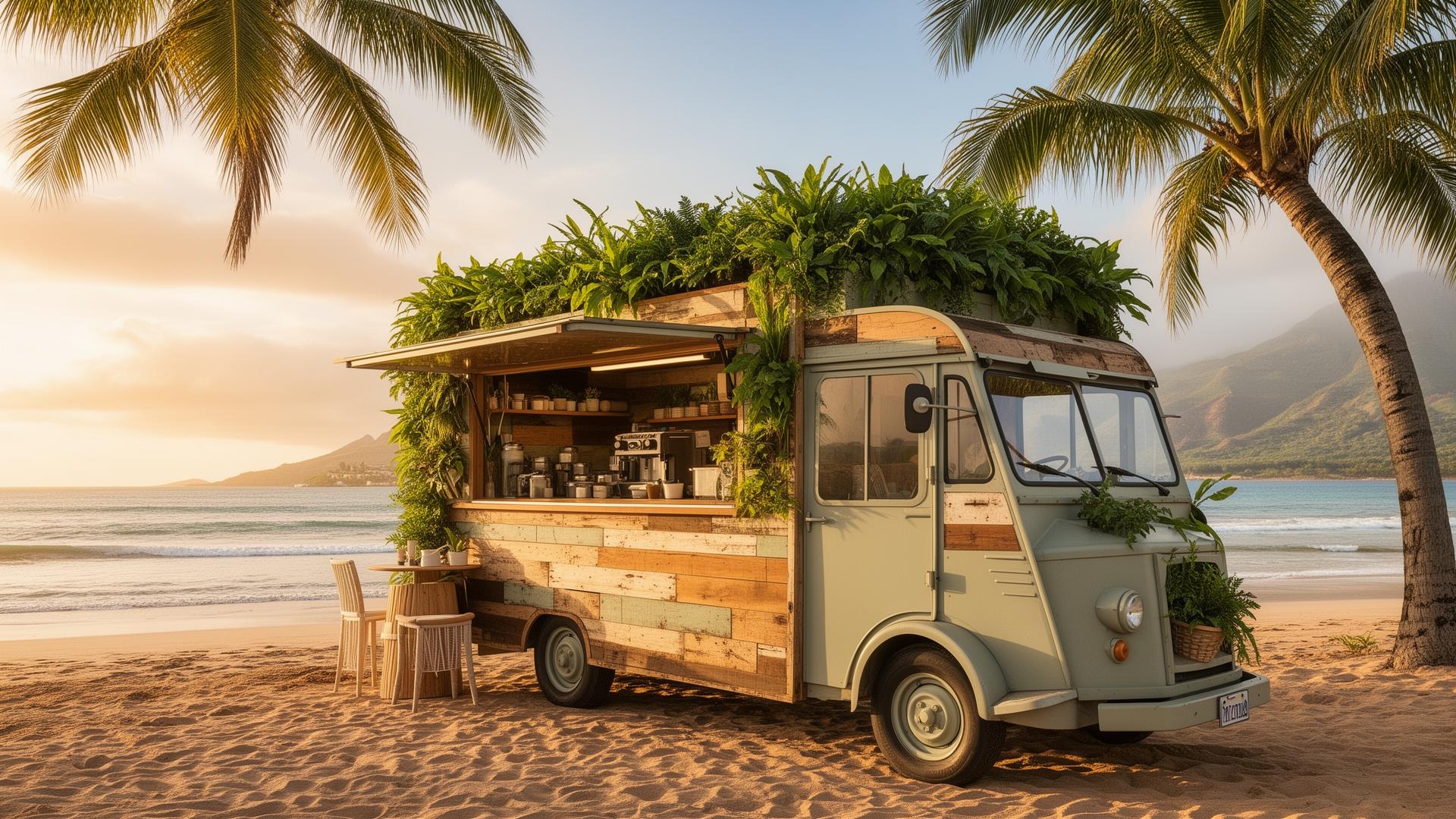 Kai Ola Poke food truck on the beach